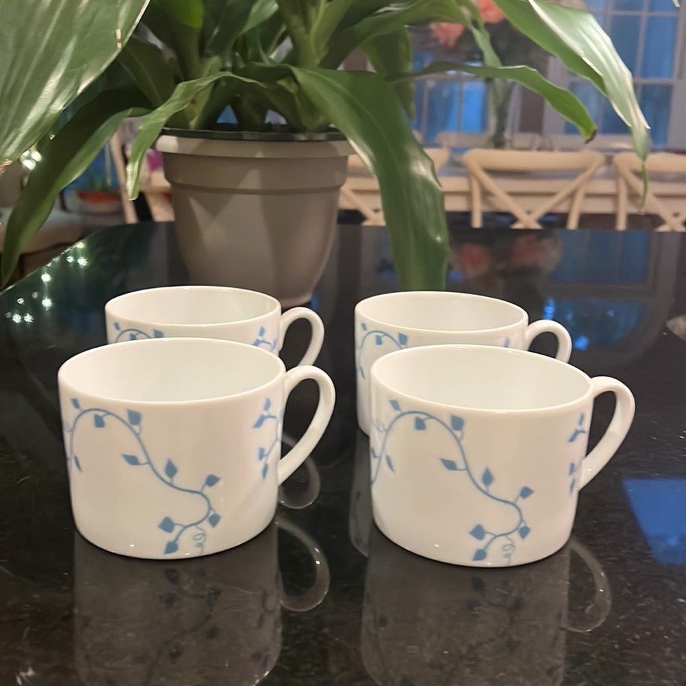 (4) Coffee / Tea Cups - Blue Climbing Creeper - Bridget Dobson